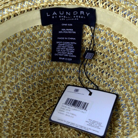 Laundry Two-Tone Straw Beach Sun hat w/ Rounded Brim and Ribbon Band NWT - Picture 7 of 7